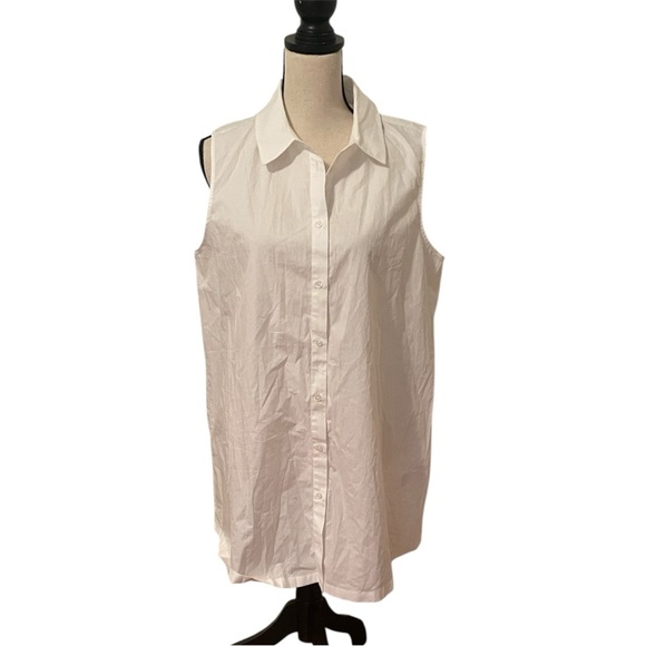 GAP Maternity White Sleeveless Button-Down Cotton Shirt Layering NWOT - Picture 8 of 8